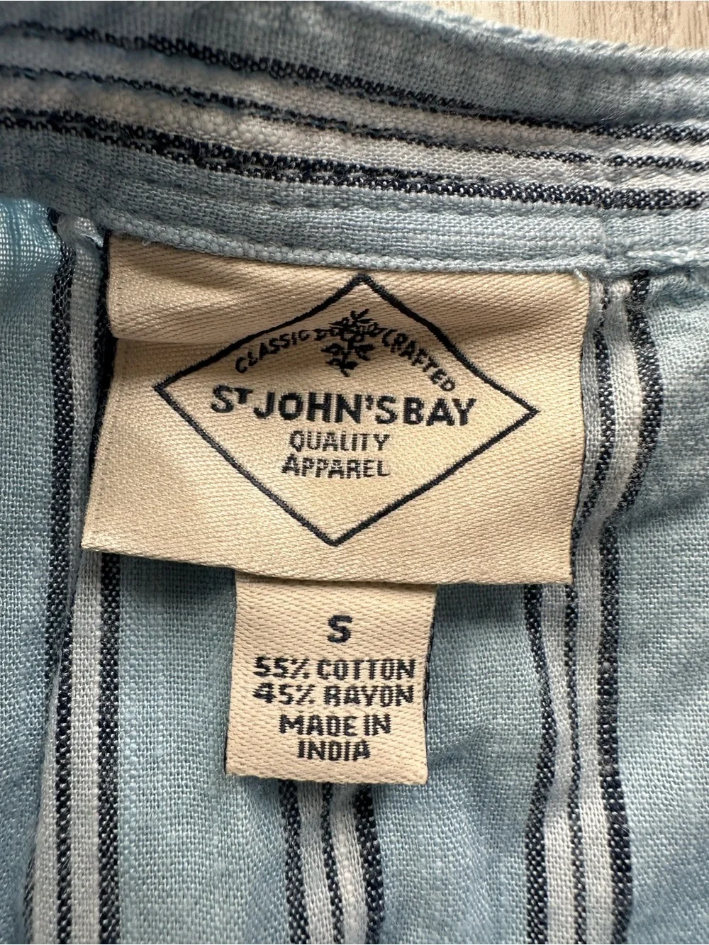 St. John's Bay Blue Striped Tie-Neck Tunic - Picture 5 of 6